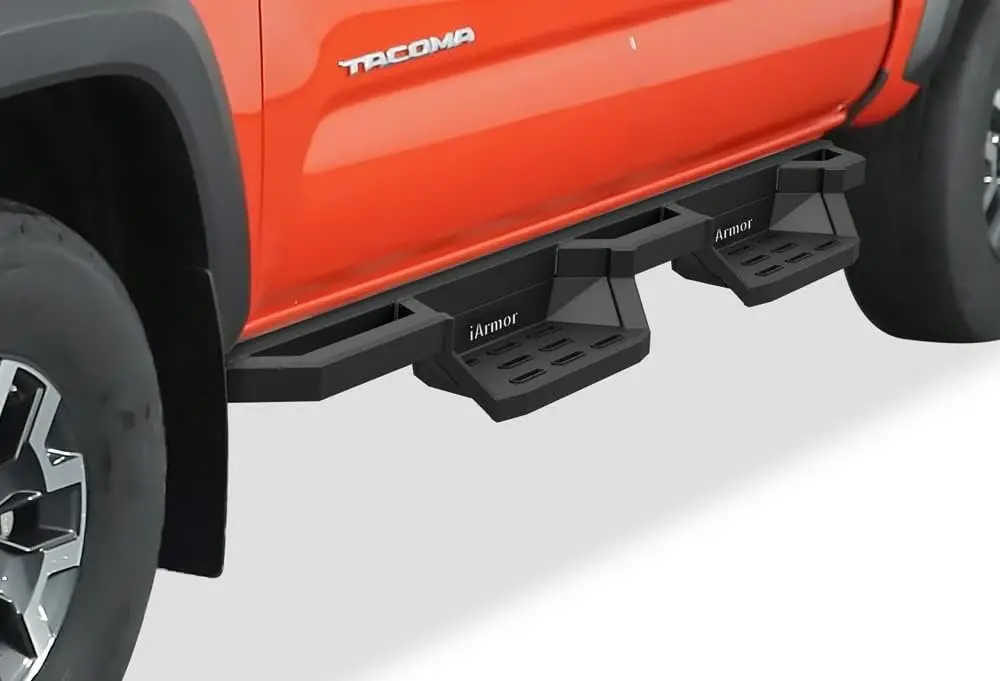 

Running Boards for 2005-2023 Toyota Tacoma Double Crew Cab, Stainless Steel, Silver, Pocket Design and Compatible