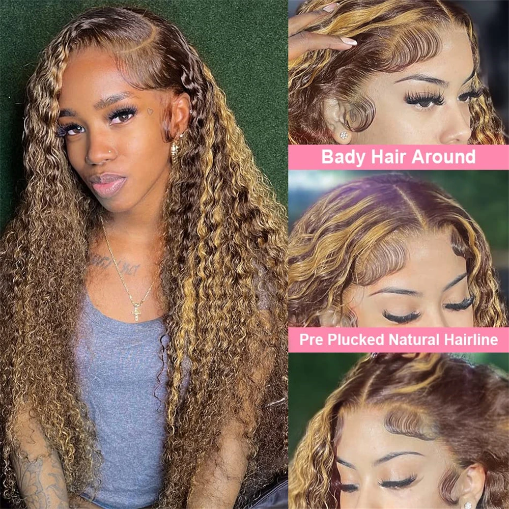 

360 Full Highlight Deep Wave Frontal Wig 13x4 13x6 Hd Lace Brown Lace Front Human Hair WigsGlueless Wig Human Hair Ready To Wear