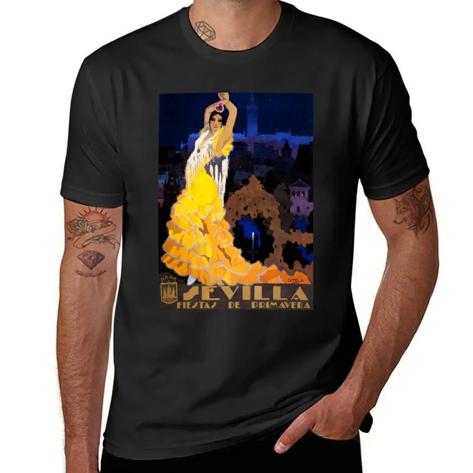 

Vintage Seville Spain Travel Poster | Flamenco Dancer T-Shirt custom t-shirts fashion shirts custom shirt designer t shirt men