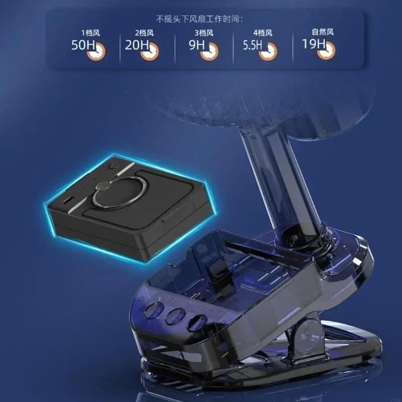 19 QE Head Fan USB Clip مروحة محمولة طاولة مروحة مروحة السرير مع 5 سرعات إعداد