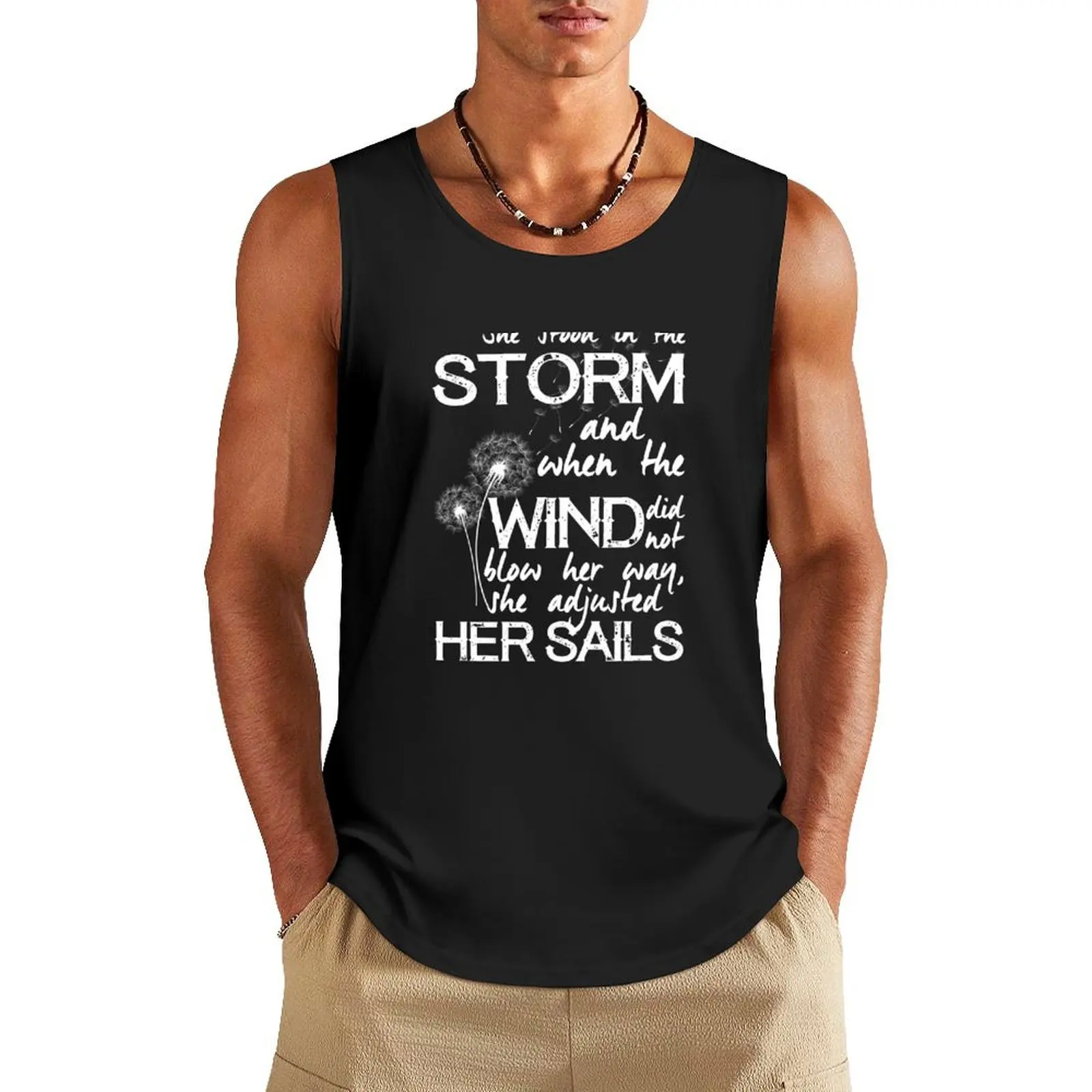 

She stood in the storm - motivational quote (white/dusk) Tank Top gym clothes man fitness Sleeveless T-shirt