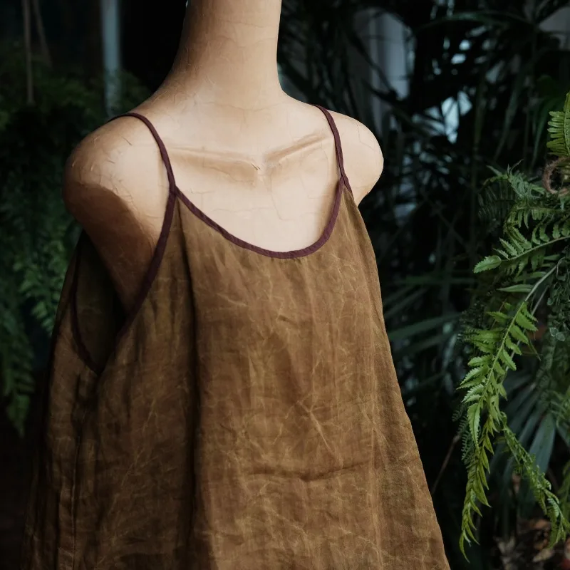 Women 100% Thin Ramie Camis and Tops Sleeveless Summer Artistic Vintage Tanks Top Harajuku Aesthetic Suspenders New Clothing