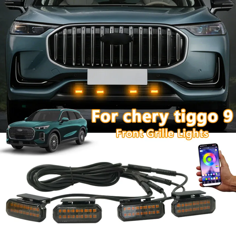 

For chery tiggo 9 18LED Front Grille Light /Driving/Position Lights Car Daytime Running Light Wheel Eyeb Car LED Signal Lamps