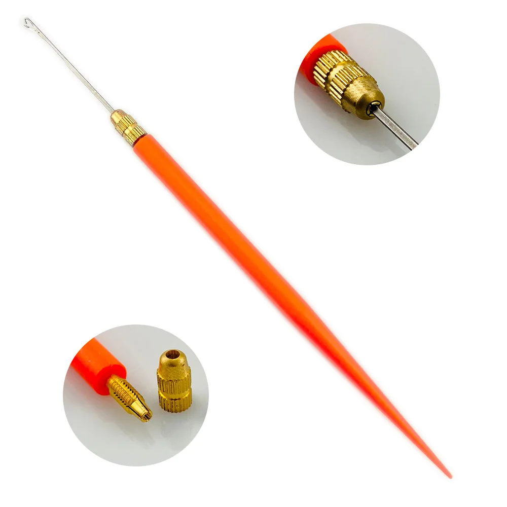 Premium Hair Extension Crochet Hook, New Orange Plastic Handle Crochet Needle for Feather Hair Extension & Dreadlock Making