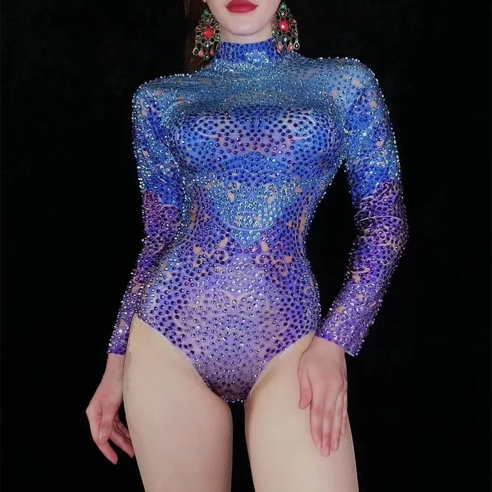 

Women Shining Rhinestones Sexy Bodysuits For Party Club DJ Prom Dance Stage Costumes 2025