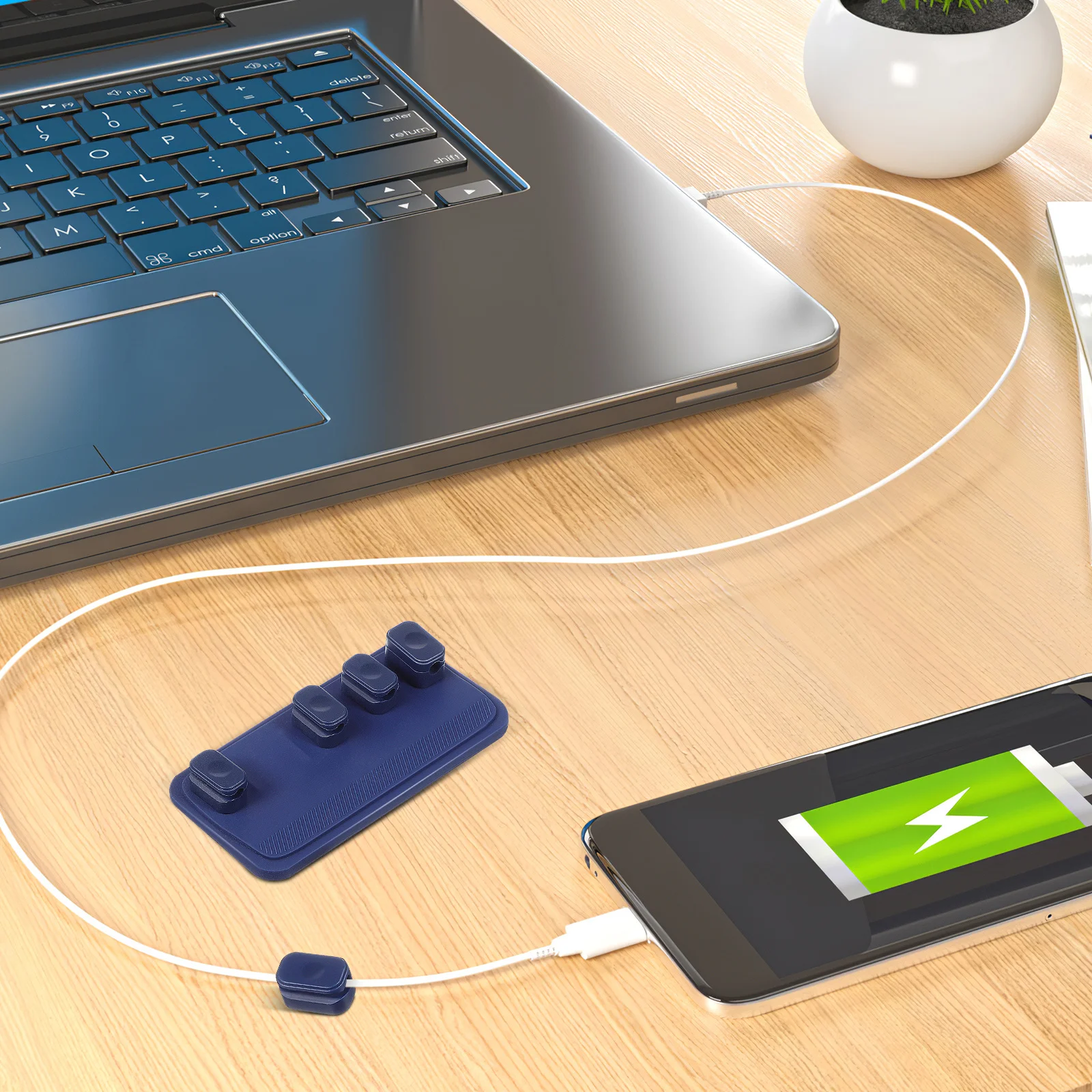 

2 комплекта магнитных держателей для кабелей, органайзер для проводов с сильным клеевым слоем, для настенного или настольного крепления, клипса для организации кабелей для зарядных шнуров USB