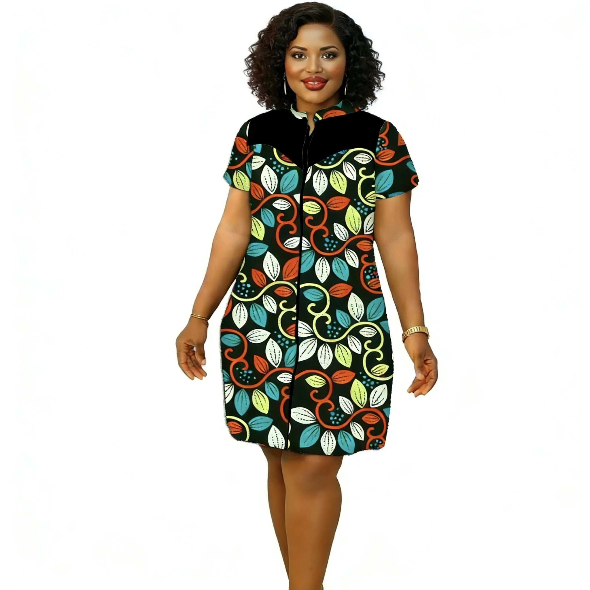 

Женское платье с воротником-стойкой в африканском стиле, традиционное лоскутное платье, пошитое на заказ, винтажное, для вечеринок, оригинальный дизайн