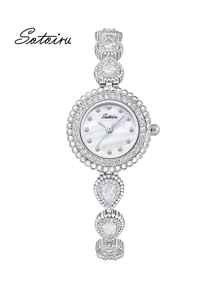 Sotoiru High-end Luxury Watches For Women Fashion Quartz Wristwatch Full Zircon Lady Waterproof Dress Watch Gift For Women