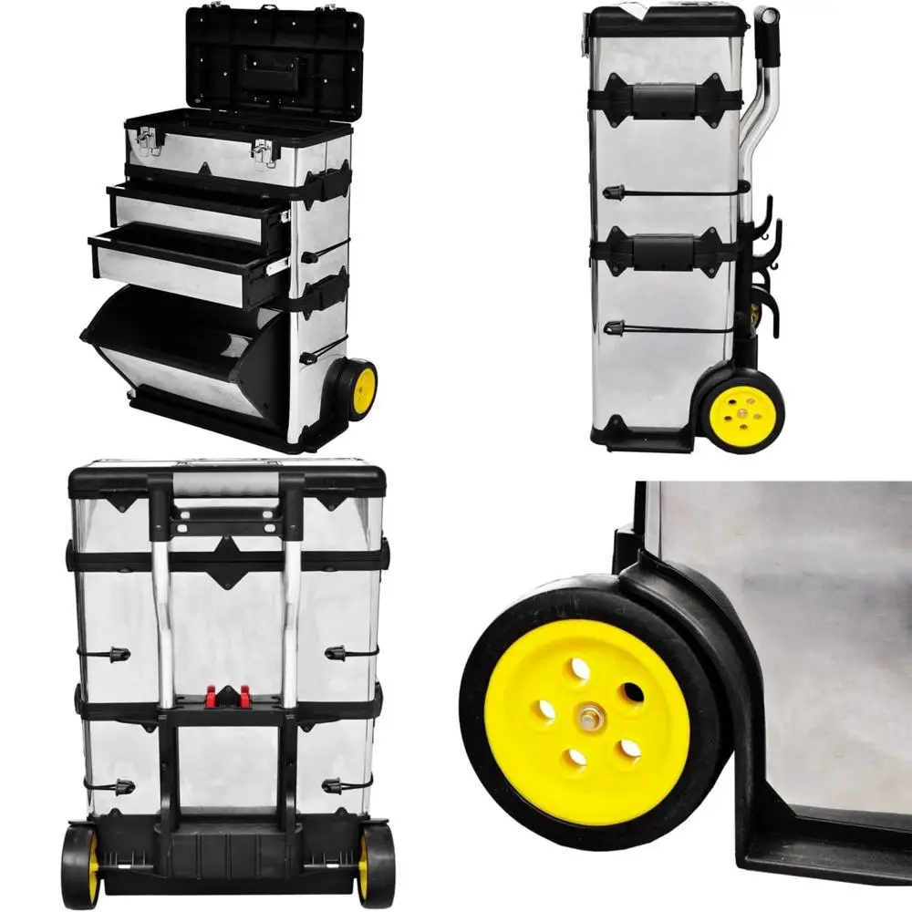 3-секционный портативный ящик для инструментов на колесиках из нержавеющей стали — регулируемый, мобильный и компактный ящик для хранения