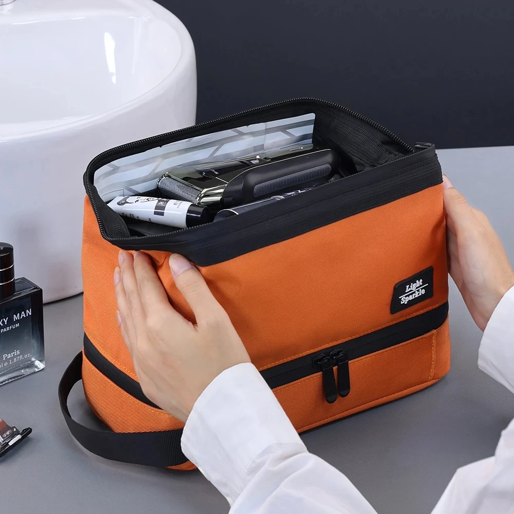 Large Capaci Waterproof Oxford Makeup Pouch Men Cosmetic Organizer Multi Compartment Shaving Wash Bag Travel Storage Handbag