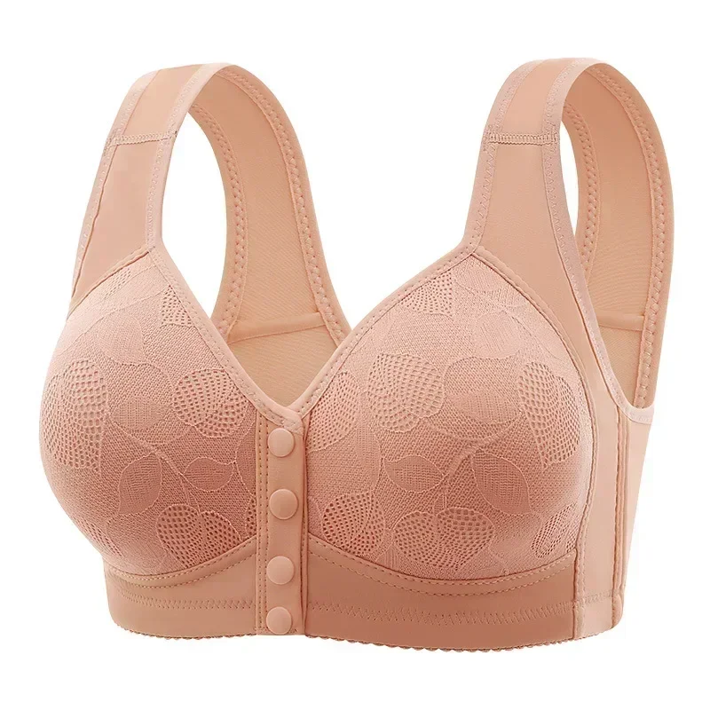 Mother Front Open Buckle Bra Underwear Brassiere Large Size Bra Without Steel Ring Thin Section Vest Type Mom breathable Brassie