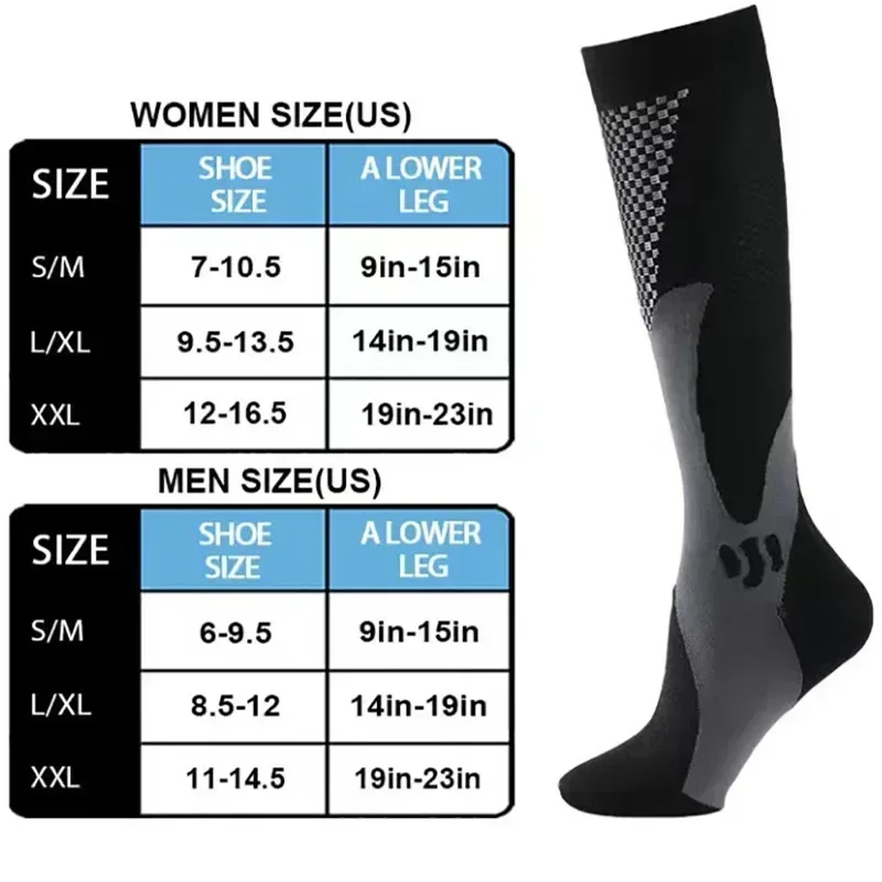 3 Pairs Compression Socks Men Varicose Veins Diabetes Swelling Pregnancy Socks Gym Outdoor Football Natural Hiking Cycling Socks