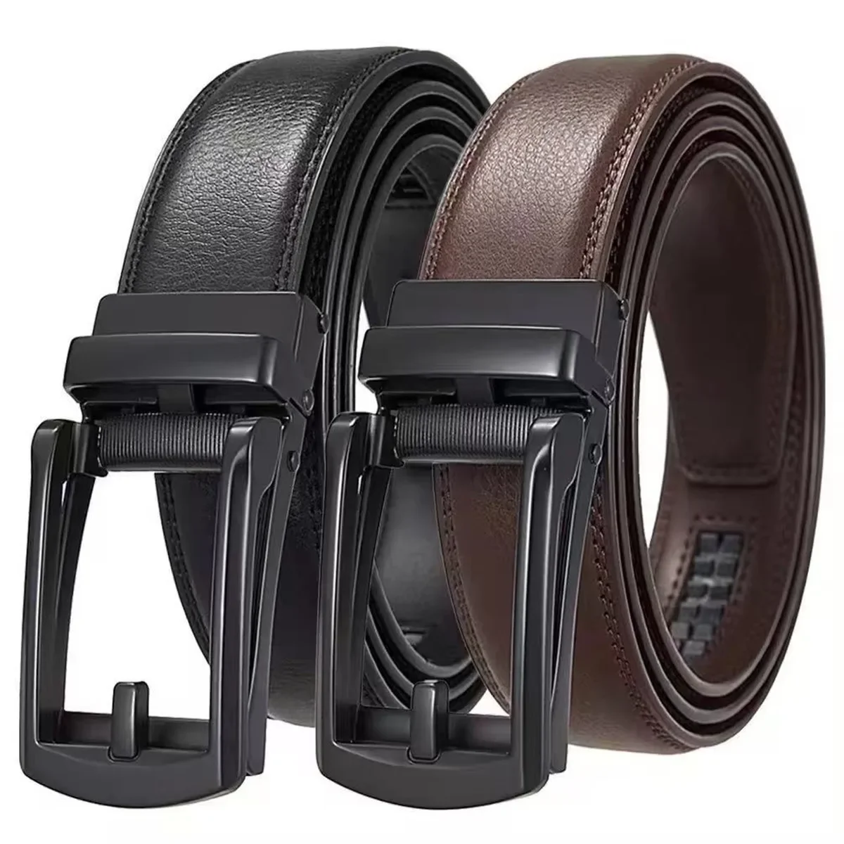Herren 3,1cm Luxus-Ledergürtel Echte Qualität Bekannte Marke Automatische Schnalle Metallverschluss Hochwertiges Mode-Accessoire für Männer