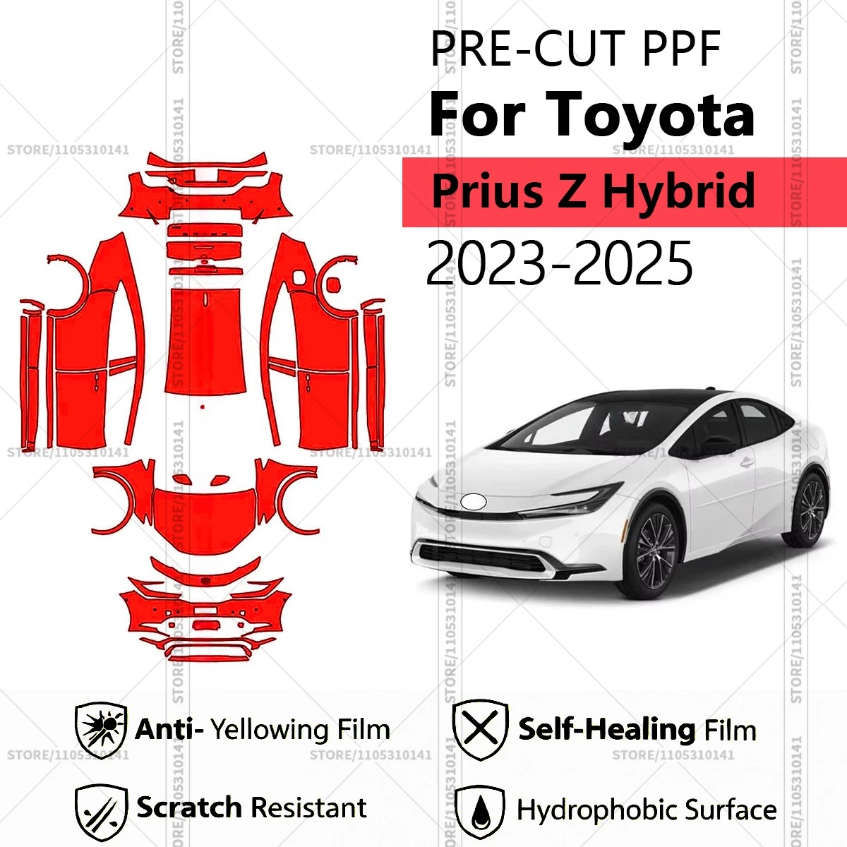 Pre-Cut Paint Protection Film PPF Transparent Car Film Professional Automotive PPF For TOYOTA Prius Z Hybrid 2023-2025