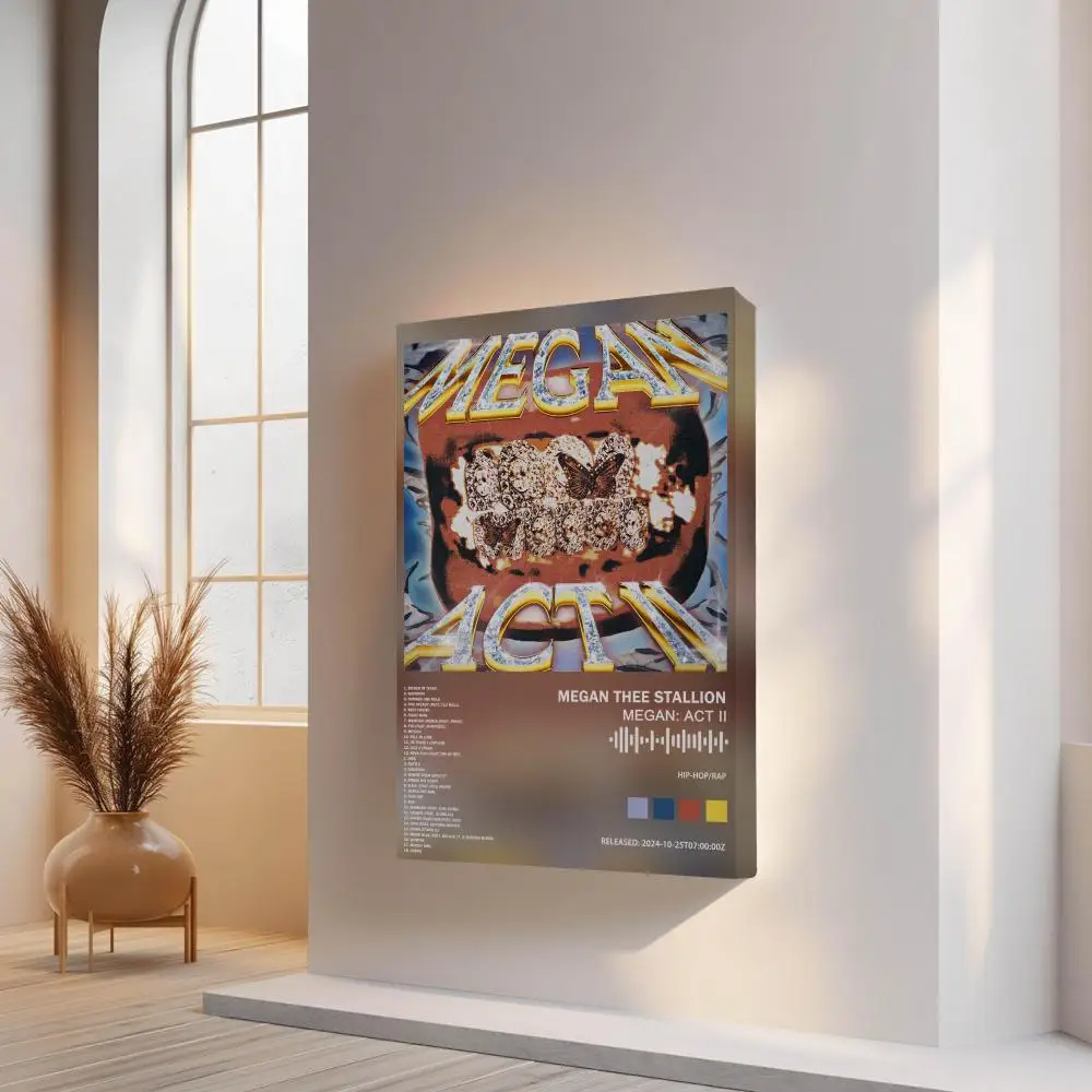 Megan Thee Stallion Painting Calligraphy Inner Frame  Album Cover Art Coffee House Bar Room Wall Decor