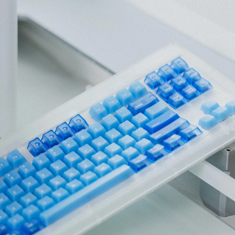 Blue Summer Ocean Theme Keycaps Set PC Cherry Profile Custom Original Handmade Keycaps for Mechanical Keyboard Accessories DIY