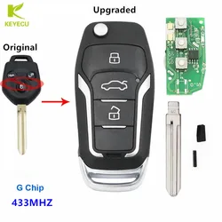 KEYECU aggiornato Flip Remote Key FOB 3 pulsanti 433MHz con Chip G per Subaru FORESTER 2016-2018