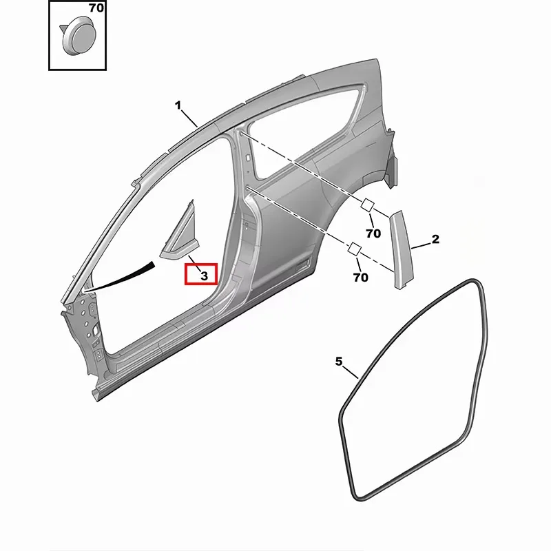 Front Window Triangle 9023SG 9023SH 9685902677 for Citroen C4 Sega Triumph Rearview Mirror Triangle Trim Strip