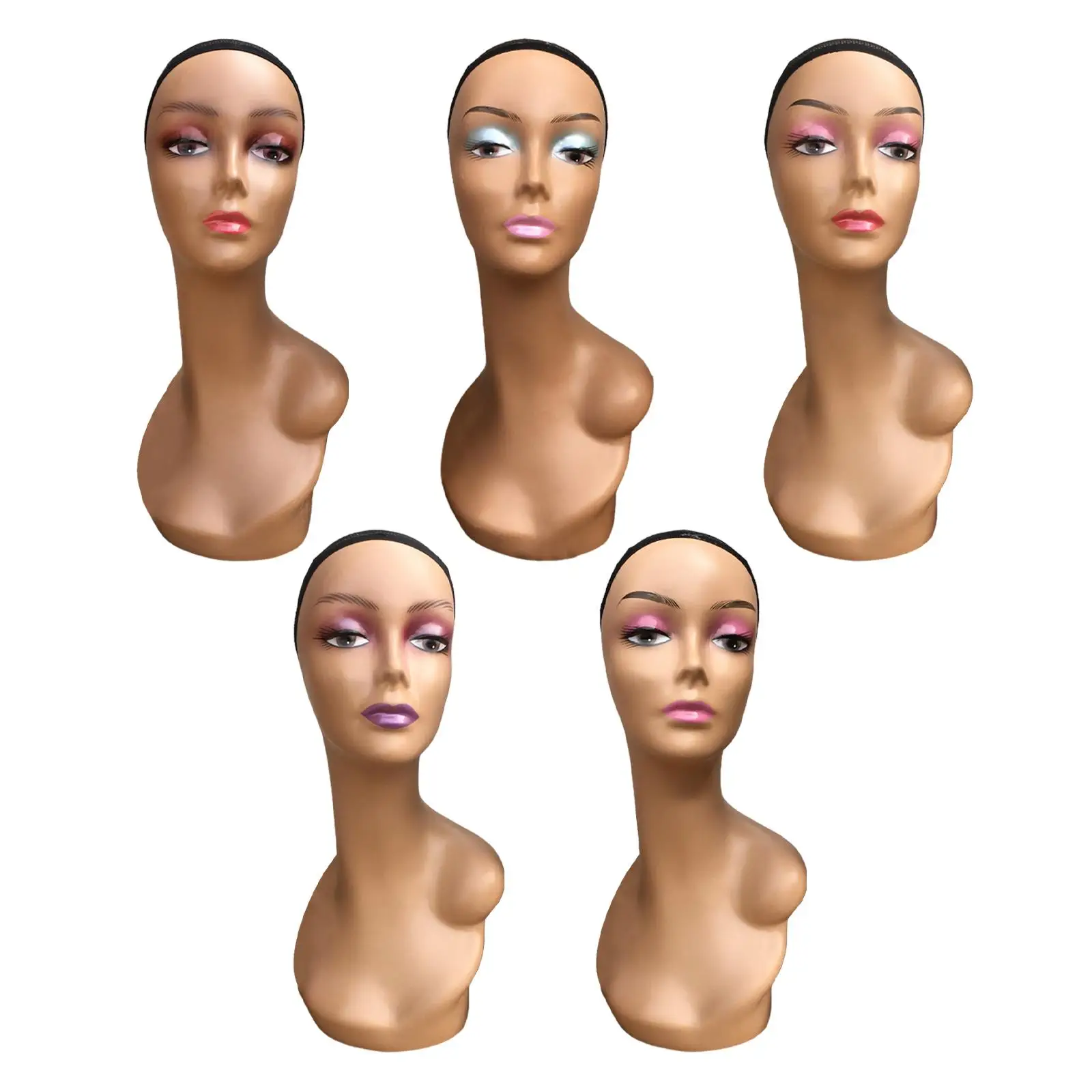 Manichino a collo lungo per espositore per cappello con testa di manichino calvo femminile per collana
