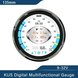 KUS New 135mm Multifunctional Digital Gauge Set KMG42T for Marine Application Compatible with J1939, NEMA2000 and Analog Signal