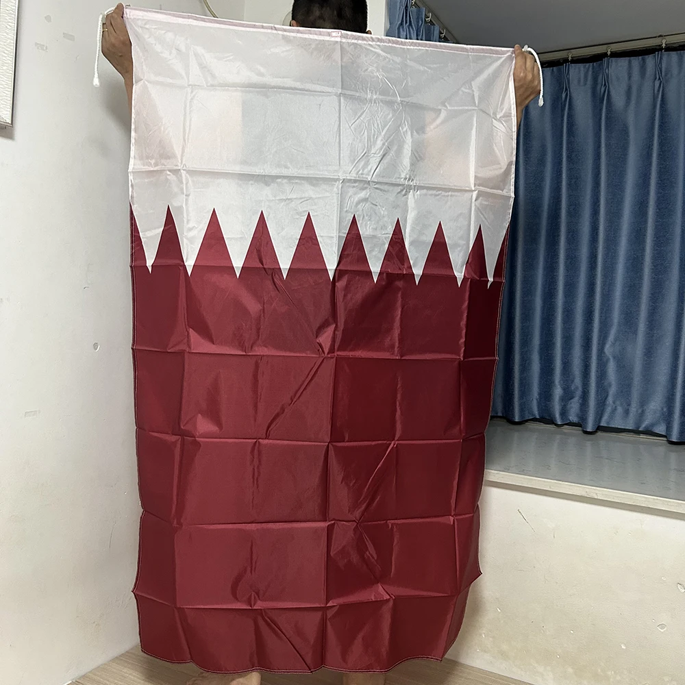 （SKY FLAG）Qatar Shawl Flag 90x150cm 3x5 Feet Super Poly Football Qatar Shoulder Flag Indoor Outdoor Qatar Polyester Flags