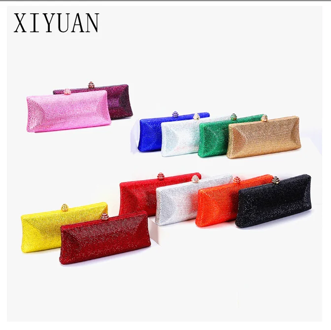 

Women Pink/Blue/Purple/Orange/Red/Yellow Full Stones Clutch Bag Evening Bags Bridal Rhinestone Handbags Wedding Minaudiere Purse