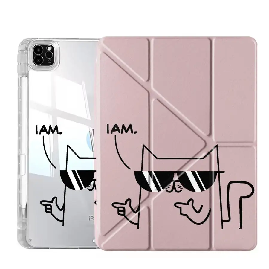 

Sunglasses Cat Tablet Case For iPad Pro 2025 Mini 6 7 Air 4 5 M3 M2 1 2 M4 11inch Pro 11th 10th 9th 8th 7th 12.9inch Y-Fold