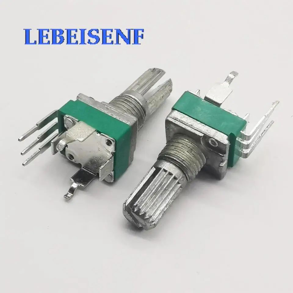 

100pcs RK097N RK097 RK09 vertical single bend potentiometer B1M B1K B5K B10K B20K B50K B100K B250K handle 15mm rachis switch