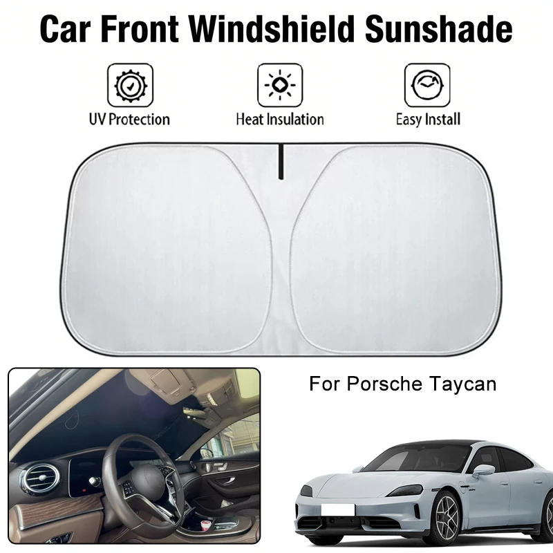 

Car Front Windshield Sunshade Cover For Porsche Taycan UV Block Heat Insulation Auto Interior Sun Protection Accessories