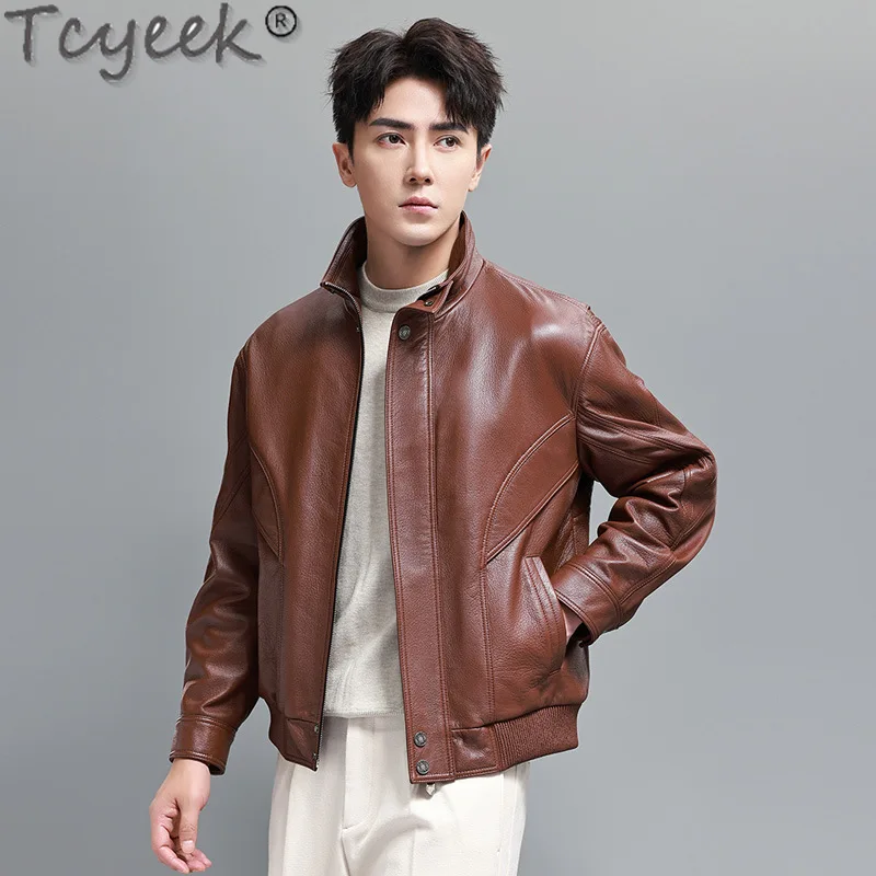 Tcyeek Genuine Leather Jacket Men Real Goatskin Coat Winter Autumn Clothes Casual Mens Motocycle Jackets 2024 Jaqueta De Couro