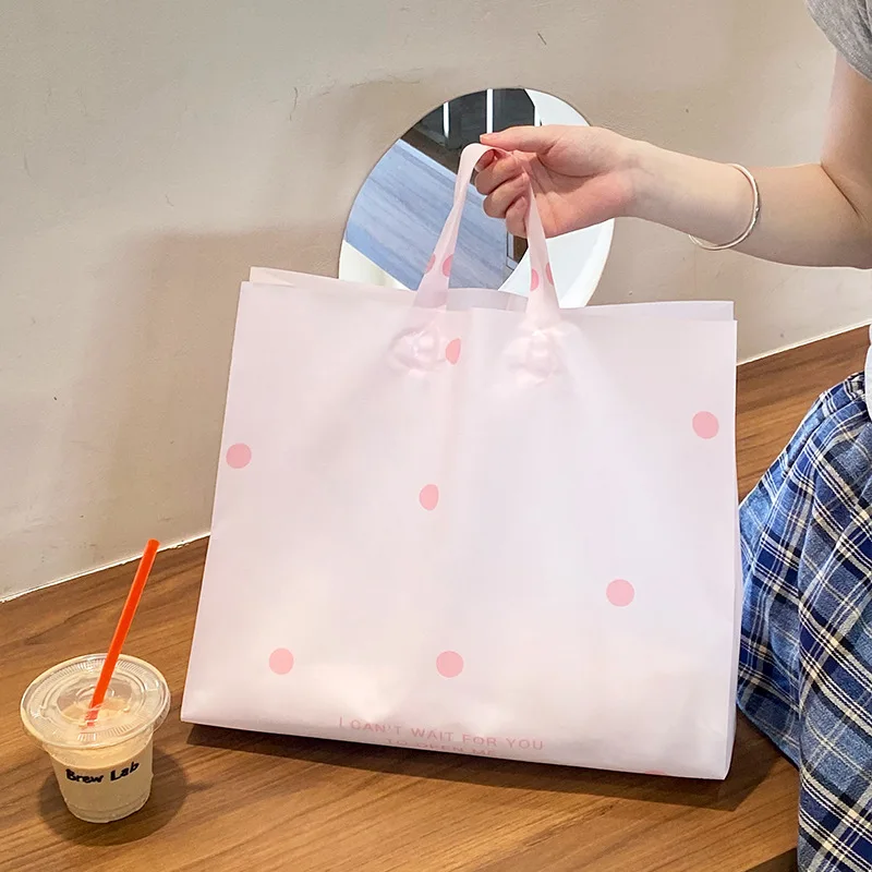 

50 шт., складная сумка для покупок в горошек, женская одежда, утолщенная полиэтиленовая упаковочная сумка для магазина с ручкой, подарочная сумка для свадьбы, рождественской вечеринки