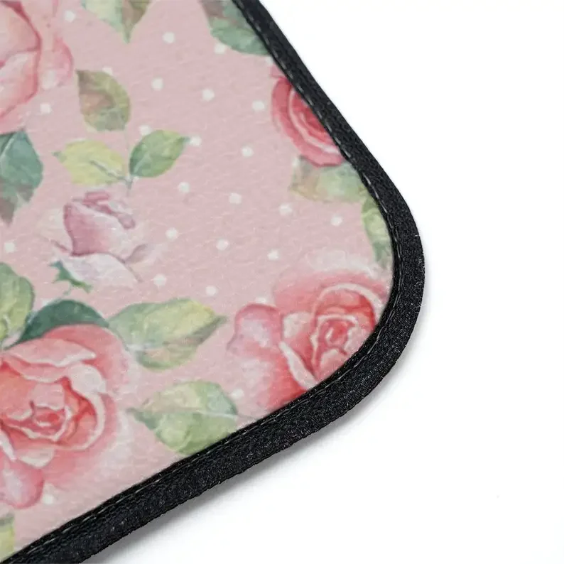 Pink Floral Roses Feminine Car Floor Mats, 1pc Car Accessories For her