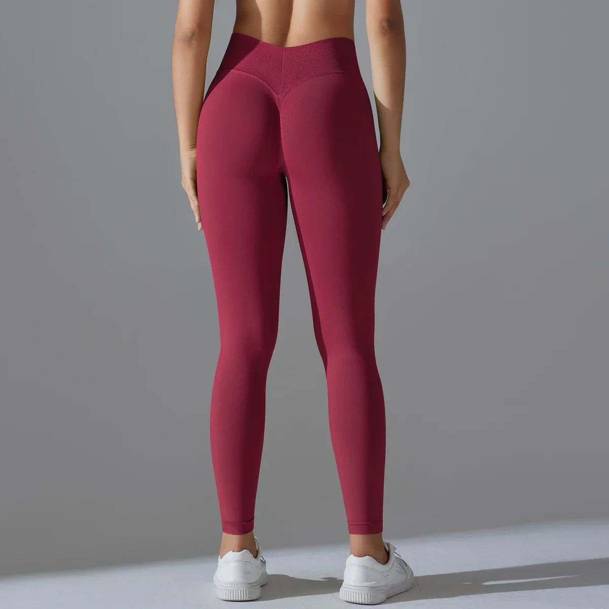 レディースVバックスポーツレギンス アスレチックフィットネス ジム ヨガパンツ タイツ スクランチコントロール ランニング エクササイズ ワークアウト レギンス