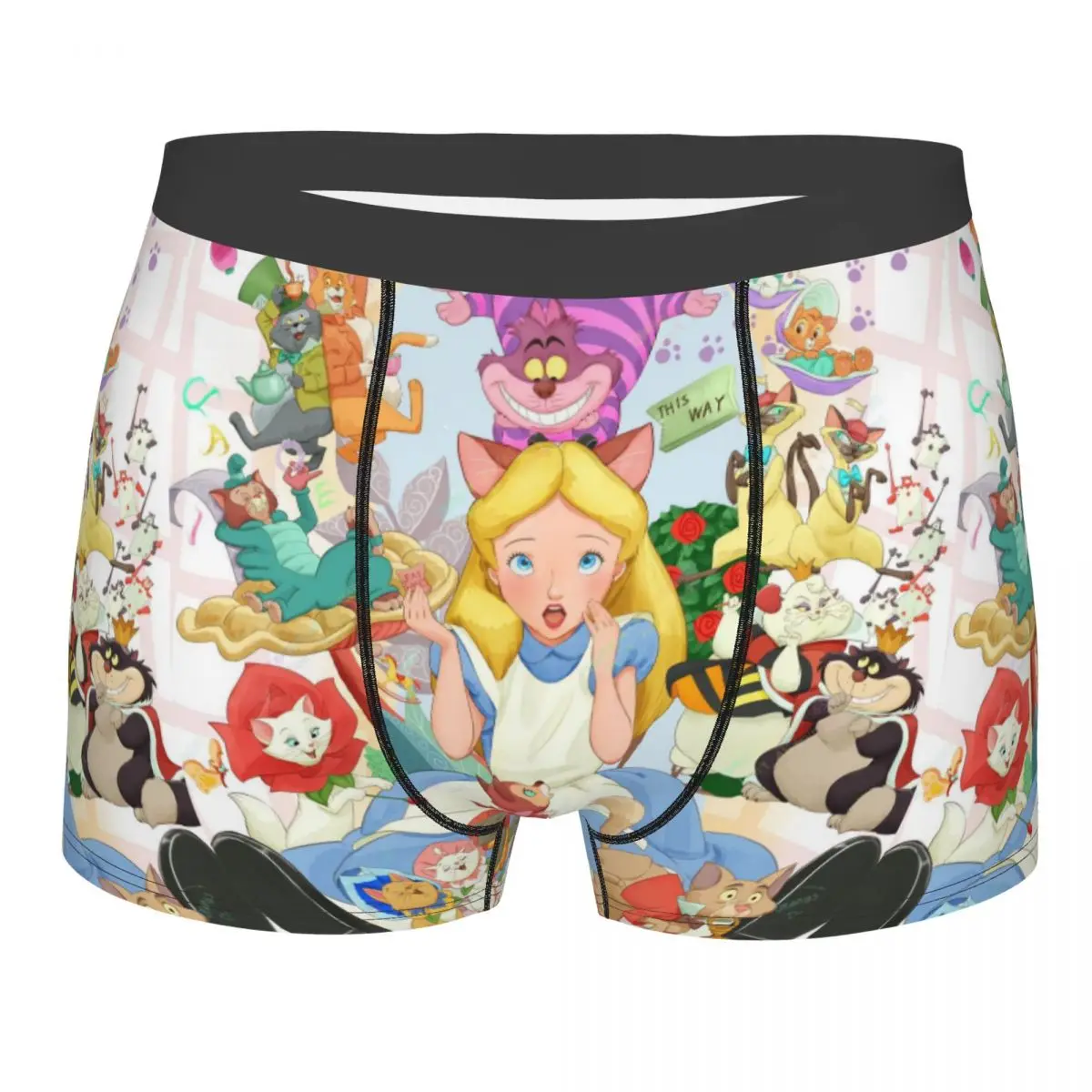 

Нижнее белье с героями мультфильмов «Чеширский кот», мужские трусы-боксеры с принтом «Алиса в стране чудес», шорты, дышащие трусы