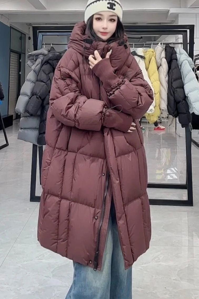 

Winter Women's Down Jacket Windproof Hooded Commuting Warm Splicing Down Jacket