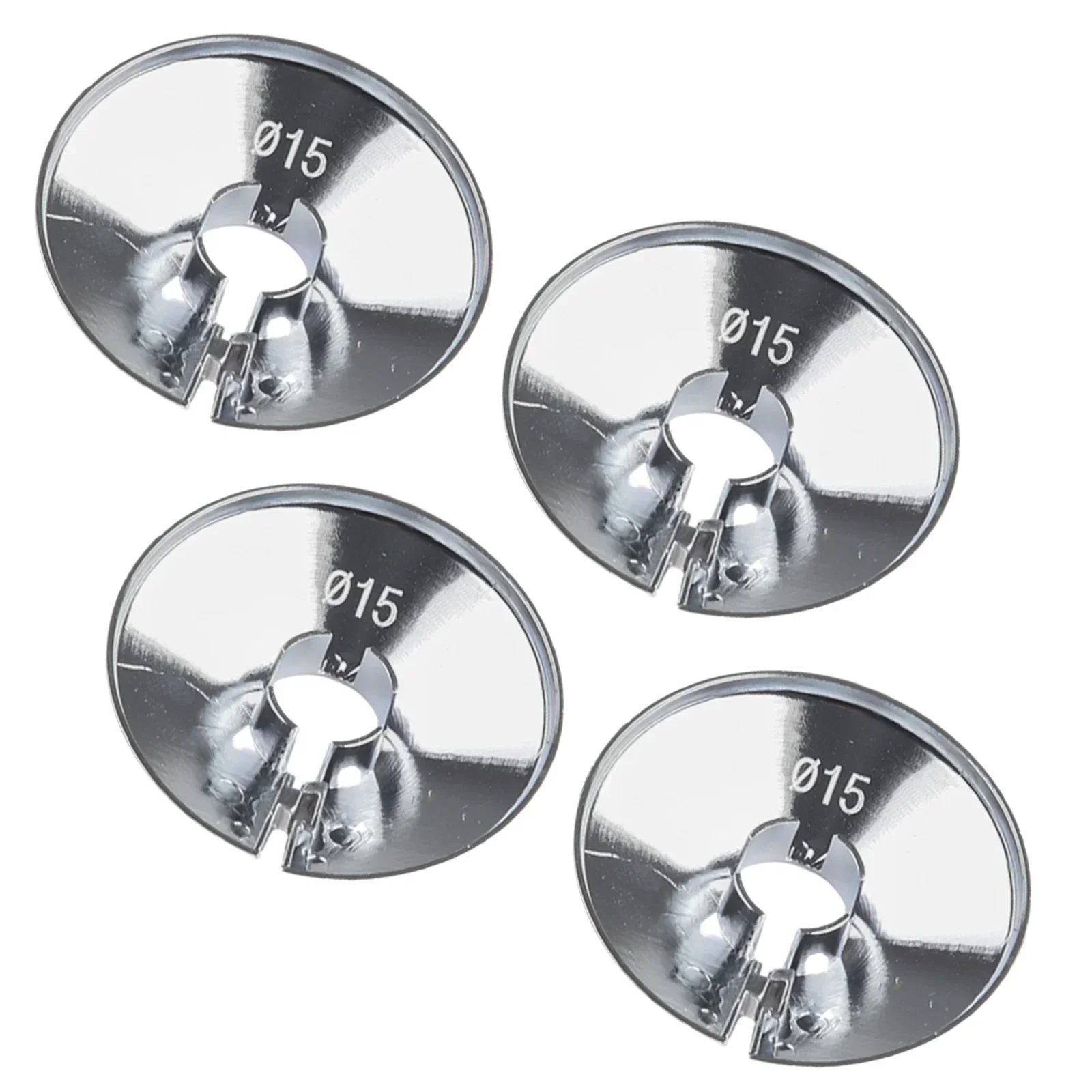 ラジエーターパイプの色のカバー、三角形のバルブ、プラスチック製の装飾カバー、丸いスナップタイプの蛇口、配管パイプカバー、15mm、4個