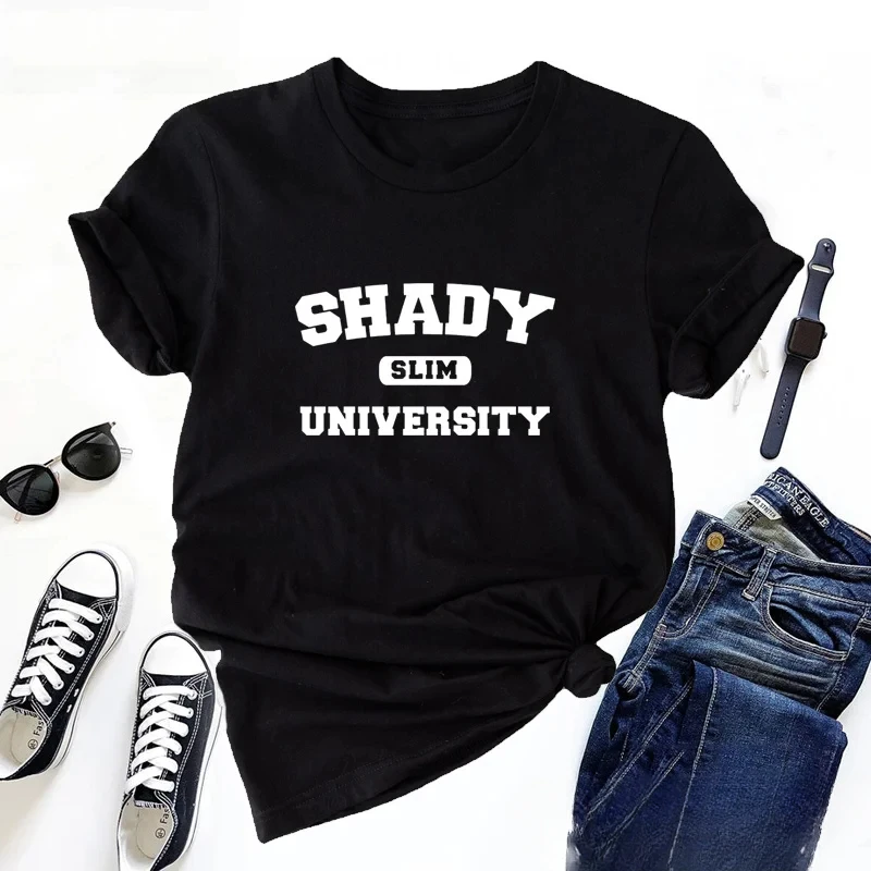 Shady Cheavyweight University T Shirt  men Summer Guess Who's Back Tshirt Slim Shady Eminem Rap T Hip Hop Short Sleeve tees