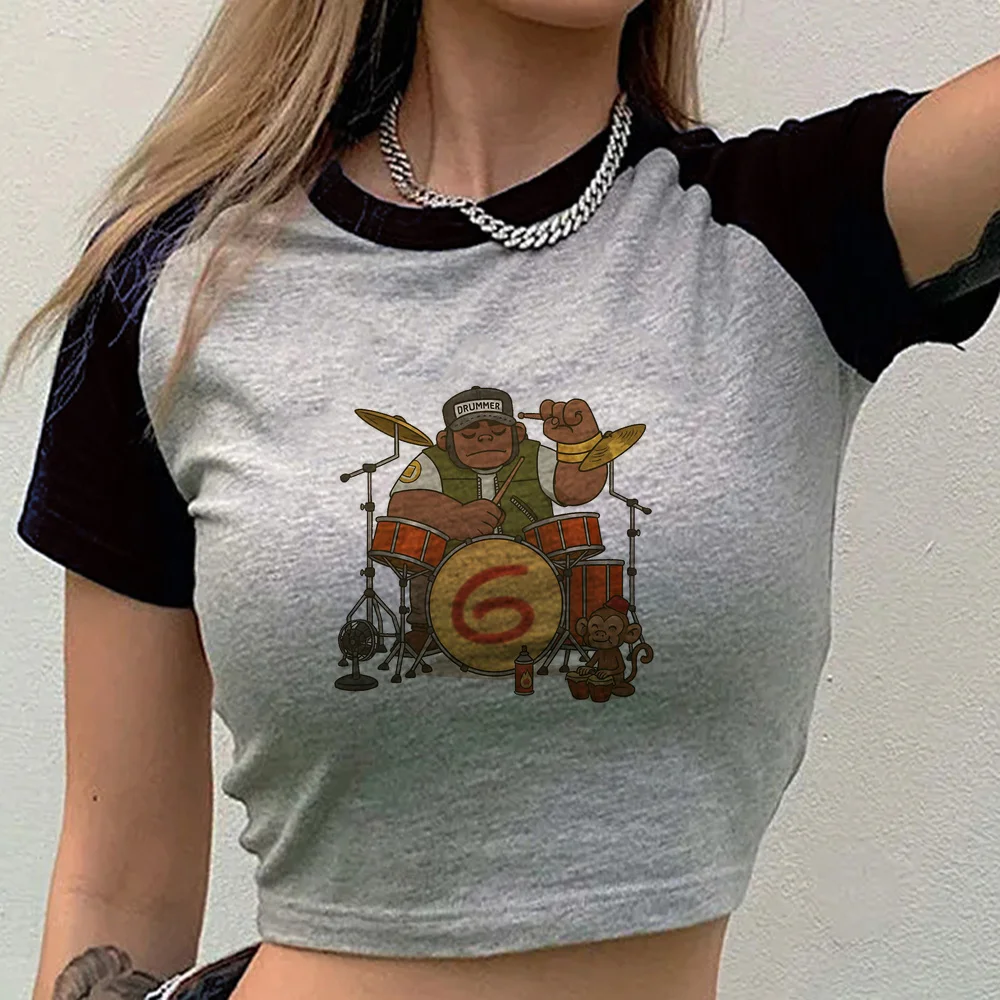 Gorillaz crop top shoujo vintage alternative  anime gyaru cute t shirt goth manga clearance sales