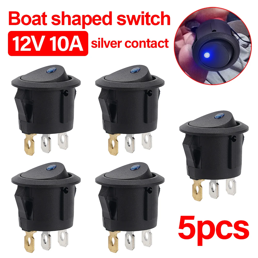 1/5/10pcs 2 Pin Round Snap Rocker Boat Switch KCD1-C Lights Toggle Switch for Car Auto Boat Household Appliances