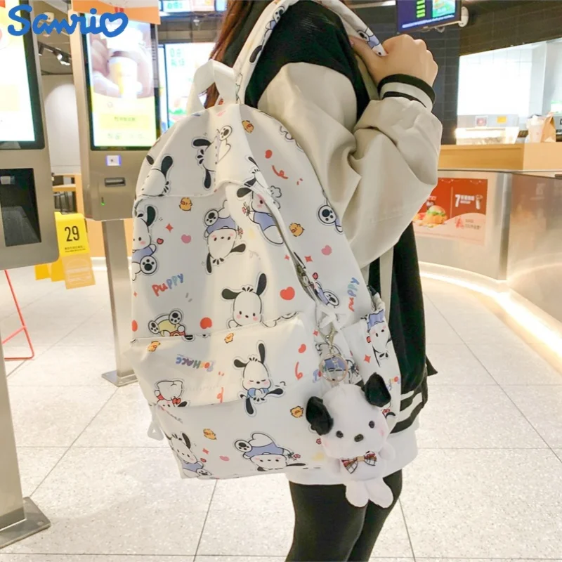 

2024 New Sanrio Y2k Pochacco Printed Backpack Cartoon Zipper Shoulders Bag Large Capacity Student Schoolbag Waterproof Cute Gift