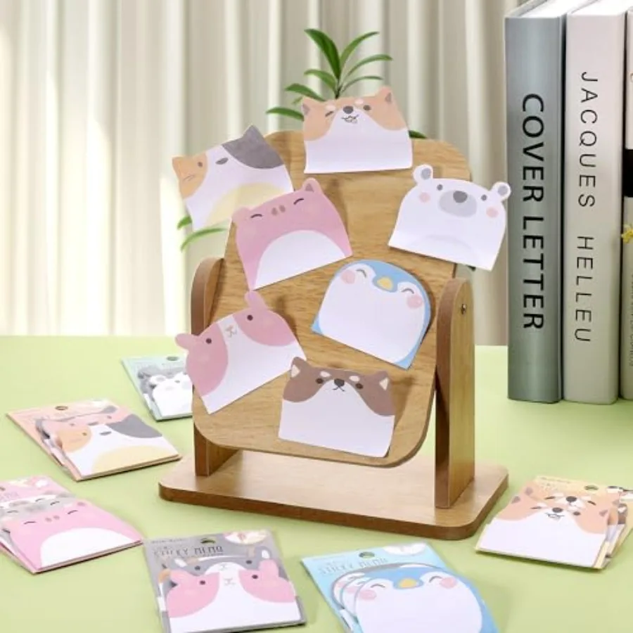 Simpatiche foglietti adesivi Confezione da 6 270 fogli Note adesive per animali dei cartoni animati Kawaii con mini forme di animali per uso scolastico, casa e ufficio S