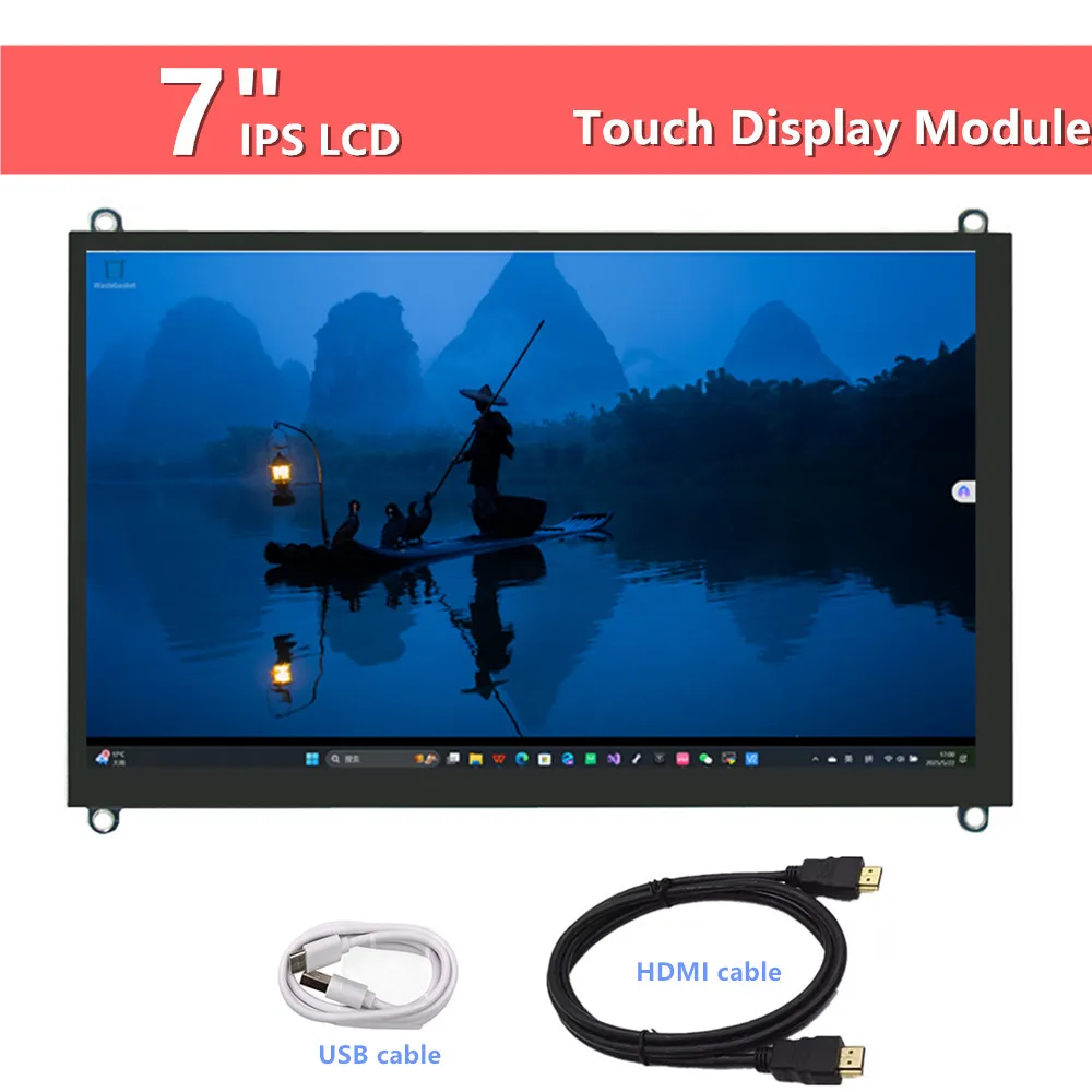 

7-дюймовый 1024*600 IPS-монитор USB с сенсорным управлением HDMI-совместимый ЖК-дисплей емкостный сенсорный экран для ПК Raspberry Pi
