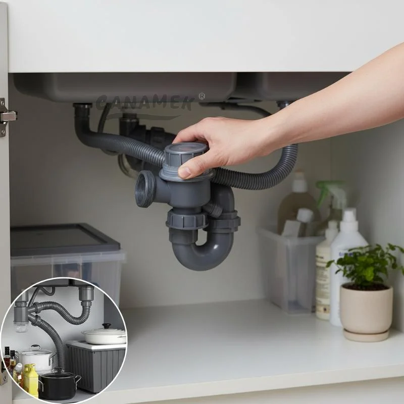 

1Set Kitchen Sink Double Basin Drainer Sink Drain Pipe Set Drainer Kitchen Accessories Bug Odor-proof Drainer Kitchen Accessory