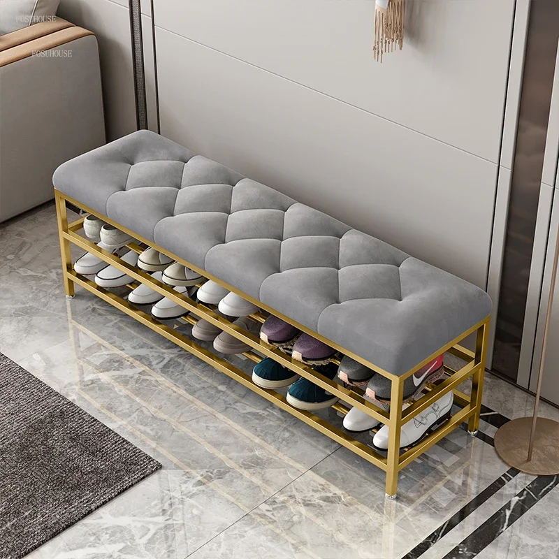 Nordic Light Luxury Stools Creative Home Shoe Changing Stools Soft Bag Cushion Shoe Cabinet Living Room Furniture Sofa Ottomans
