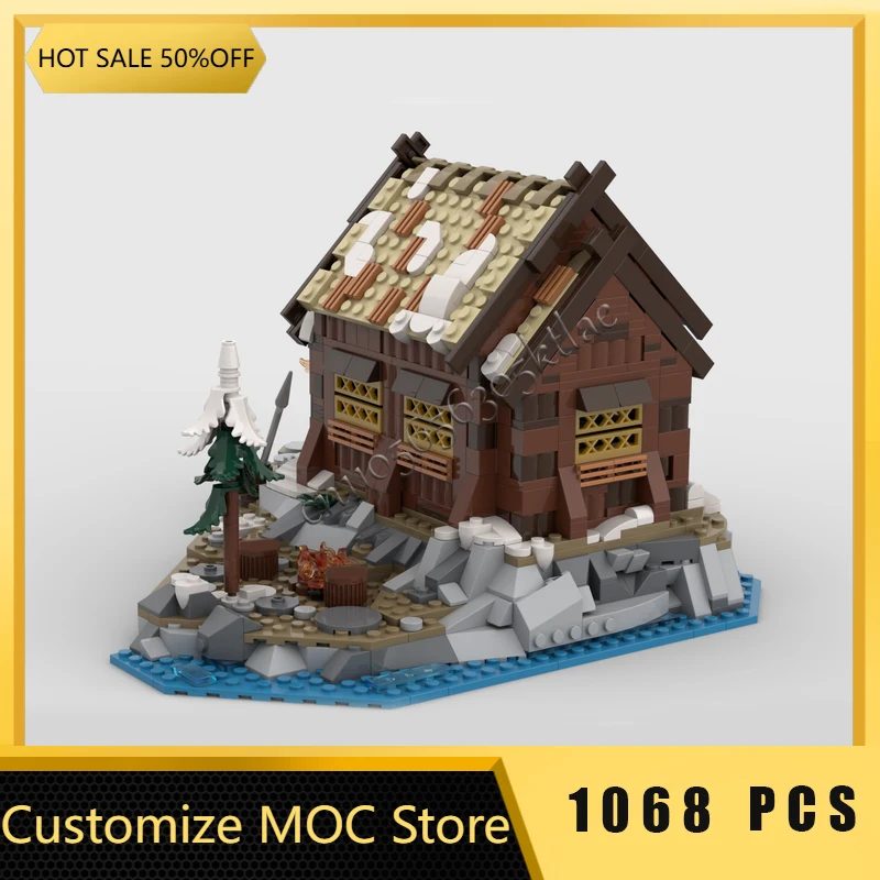 

Новинка, 1068 шт. MOC, зал и костер викингов, деревня, строительные блоки, техника, креативная сборка, развивающие кирпичи, игрушки, подарки