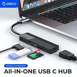 ORICO USB C HUB Type C to HDMI-compatible PD USB 3.0 2.0 SD TF Adapter 6 in 1 Type C Dock Splitter for MacBook Pro Accessories