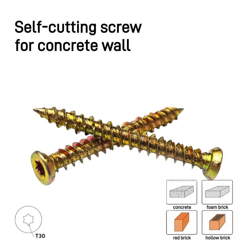 7.5mm Concrete Self-Tapping Screws – T30 Torx Drive Head for Door & Window Wall Fixing