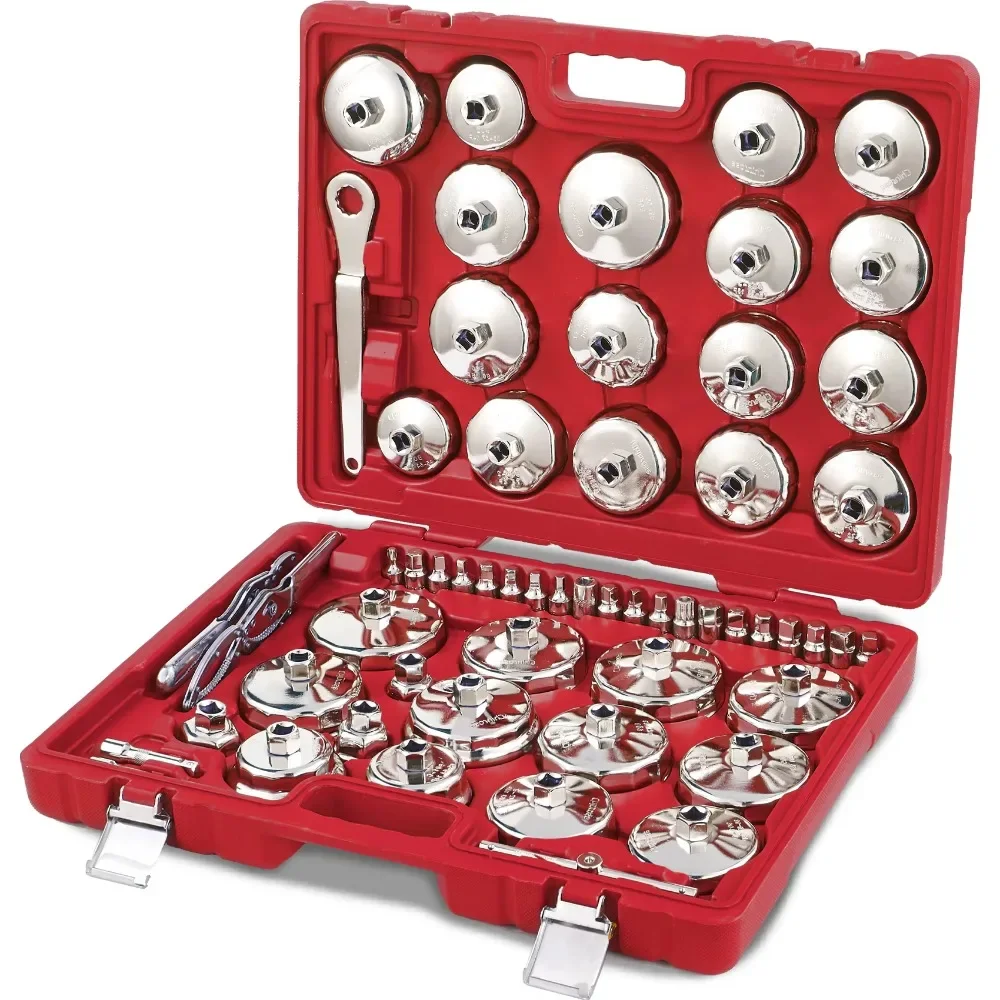 58 Essential Auto Tools Durable Metal Body Repair Tools With Oil Filter Wrench Cover Vehicle Kit