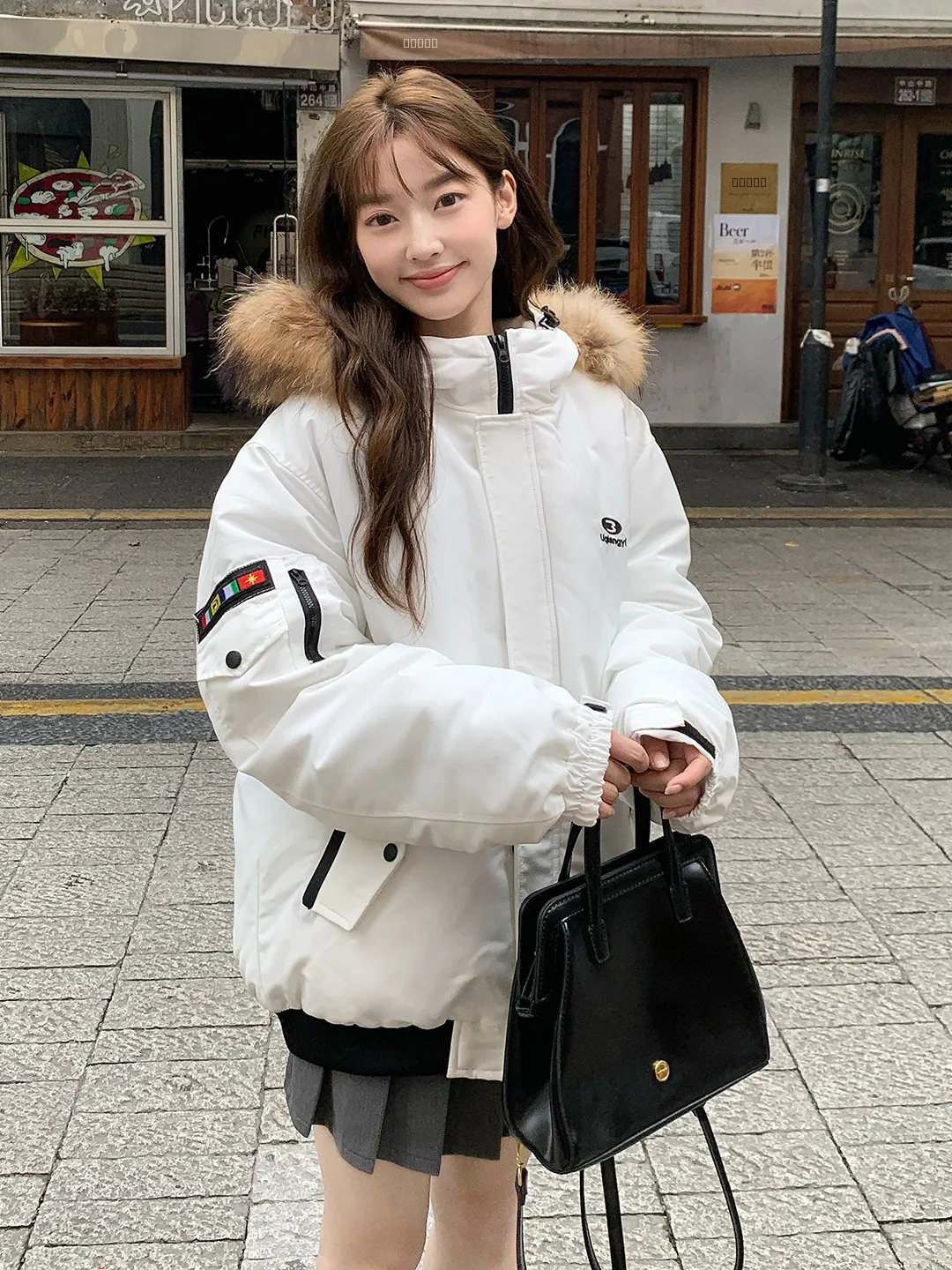 

Outdoor Puffer Jaet Couple Workwear Cotton down Vest Retro Hong Kong Sle Commute Straight Tube Regular Zipper Long Sve