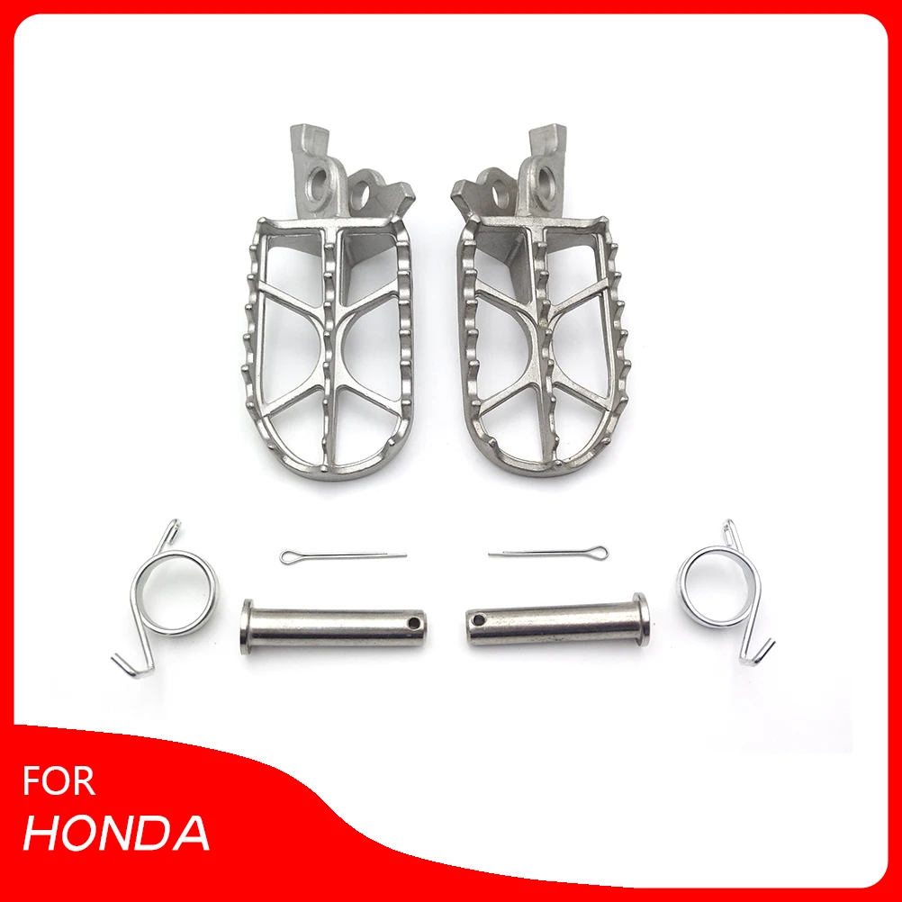 1 Pair Front Pedal Footrests With Spring Pin Screws Мотоцикл Подножки Stainless Steel 360 Roating Foot Pegs Rests For HONDA Bike